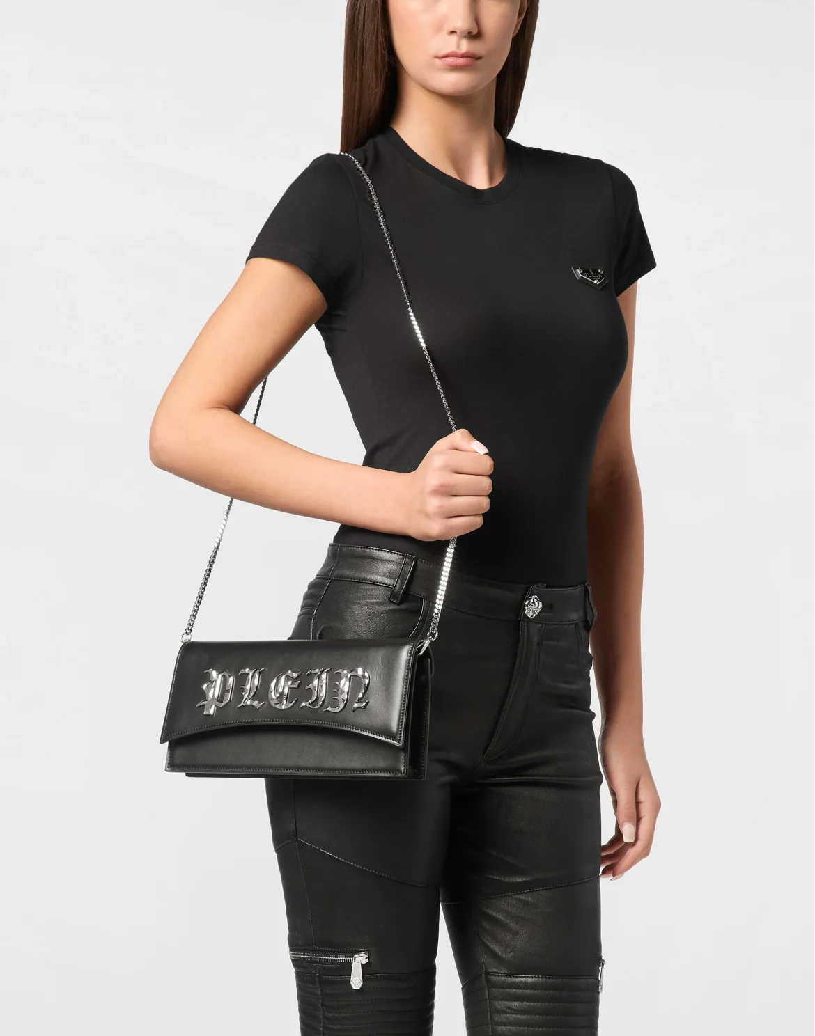 Nappa Leather Baguette Gothic Plein, цвет: Черный