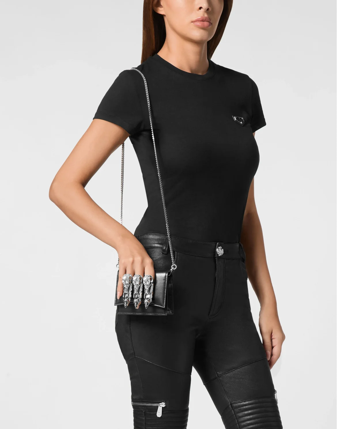 Leather Mini Clutch, цвет: Черный