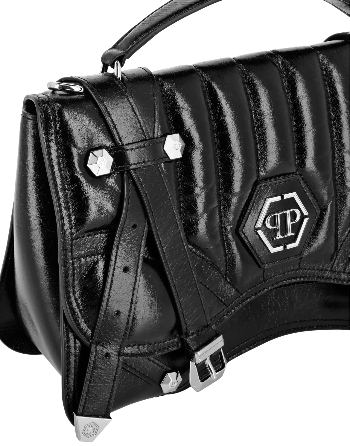 Leather Big Belt Bag Hexagon, цвет: Черный