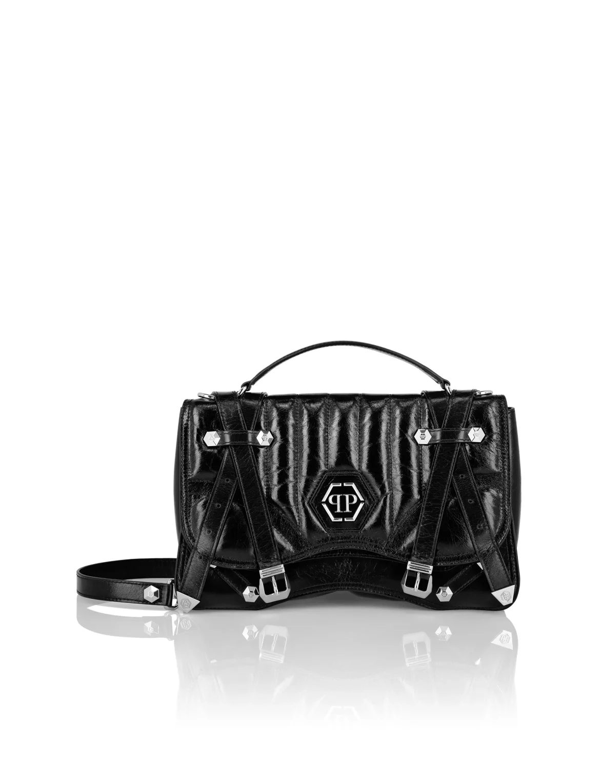 Leather Big Belt Bag Hexagon, цвет: Черный