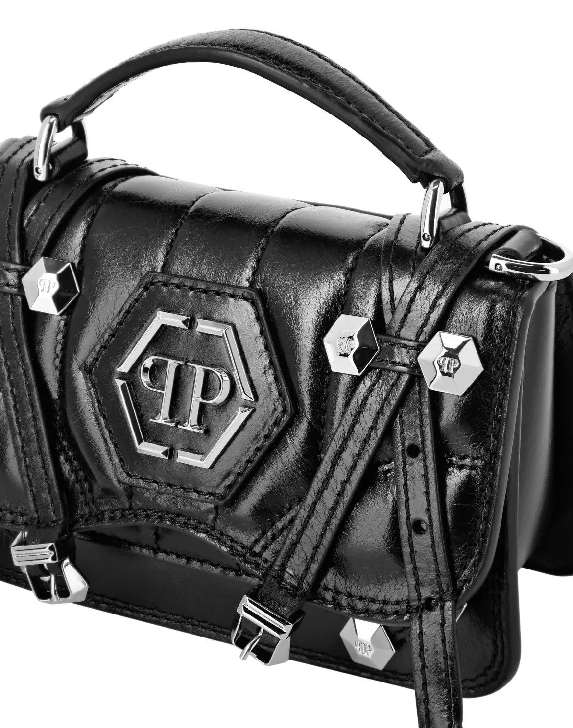 Leather Small Belt Bag Hexagon, цвет: Черный