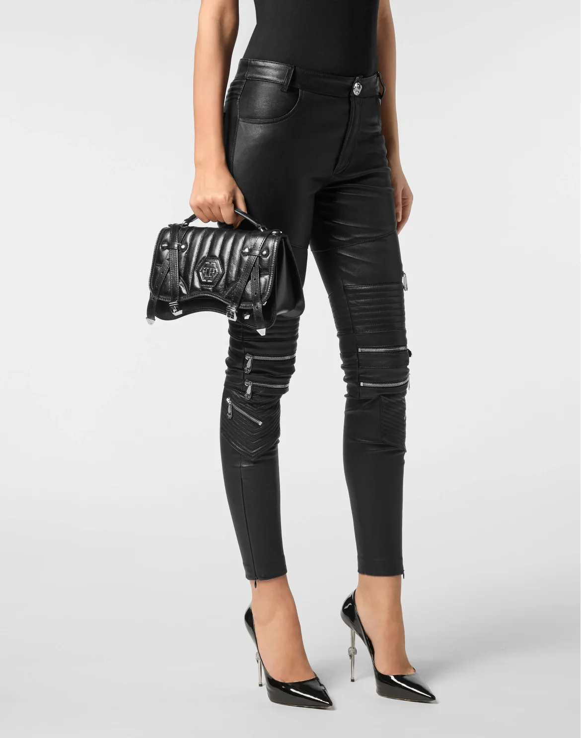 Leather Medium Belt Bag Hexagon, цвет: Черный