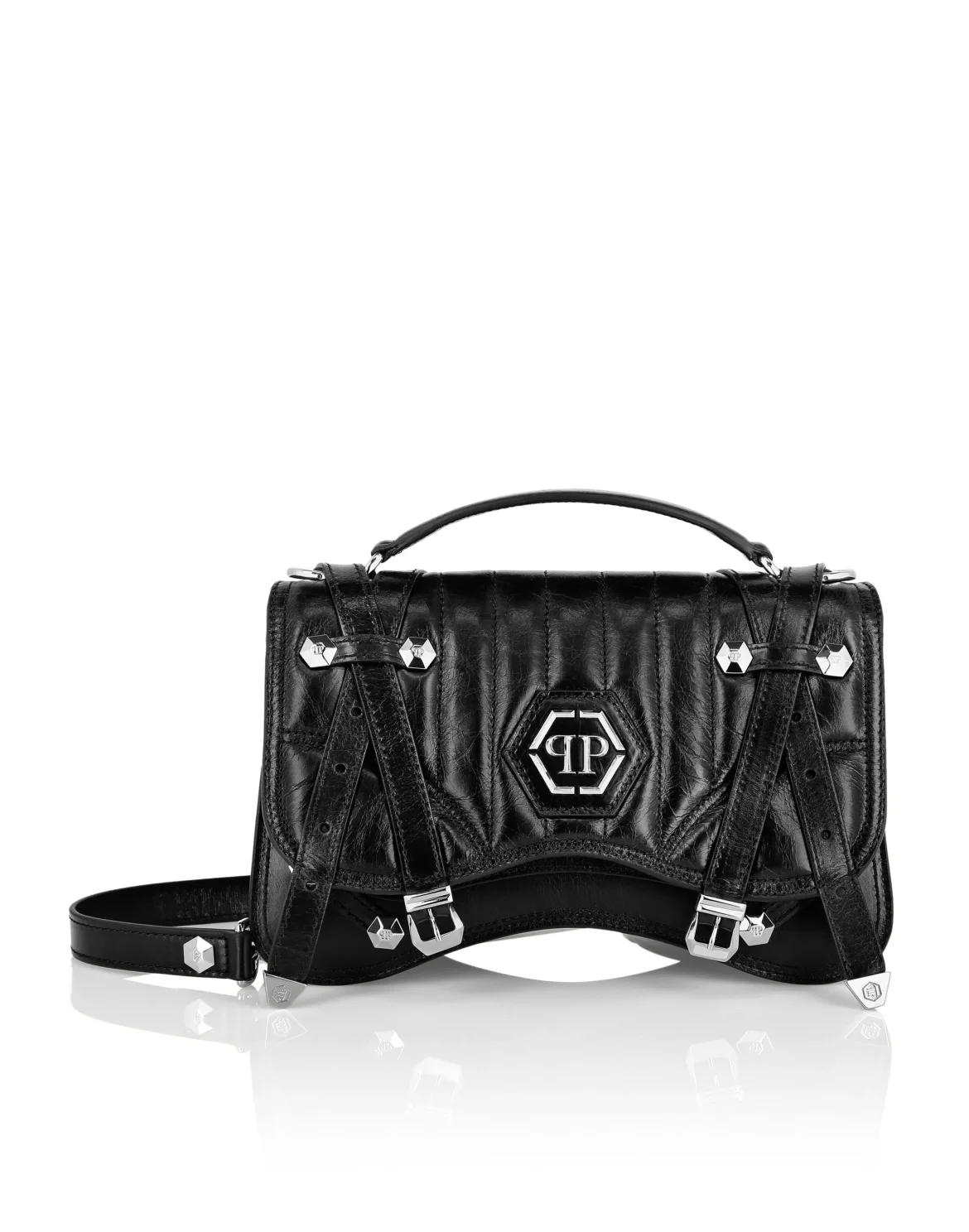 Leather Medium Belt Bag Hexagon, цвет: Черный
