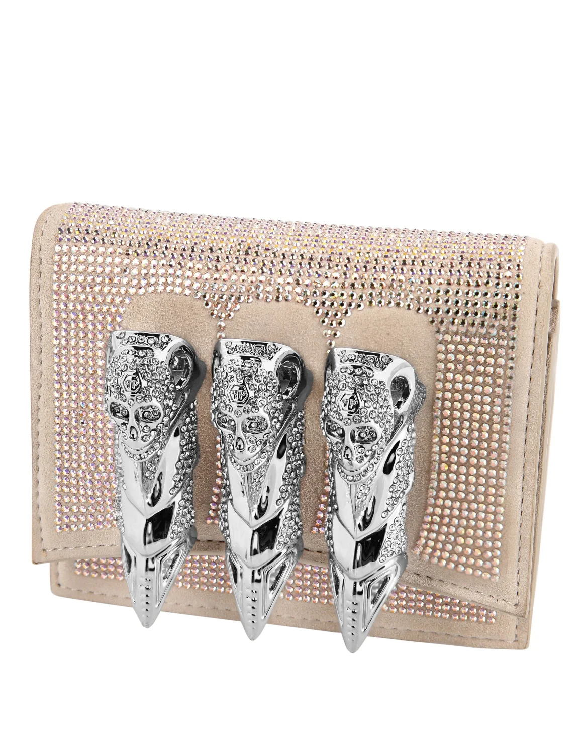 Small Embellished Clutch Eagle, цвет: Бежевый