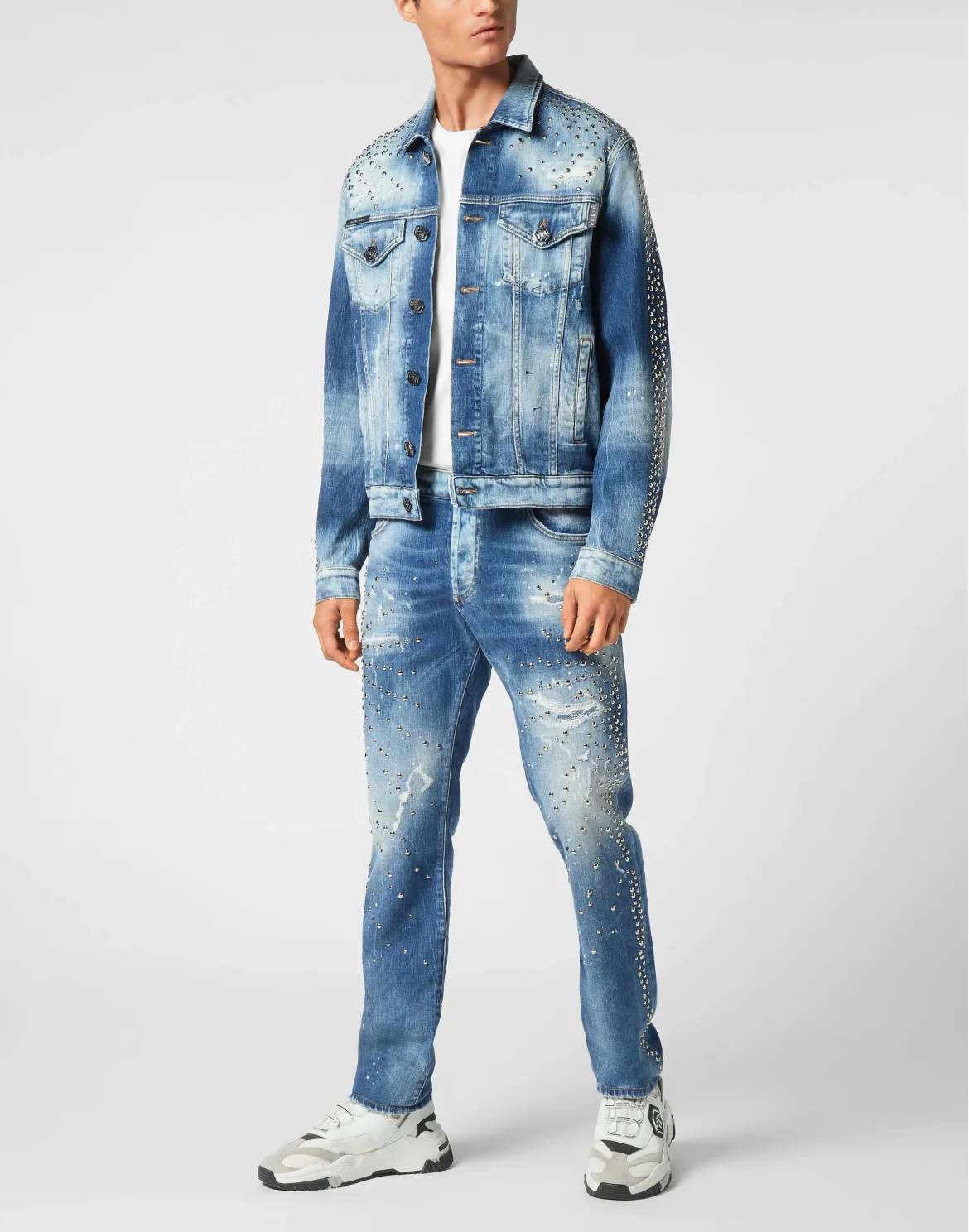 Denim Trucker Jacket LS Studs, цвет: Голубой