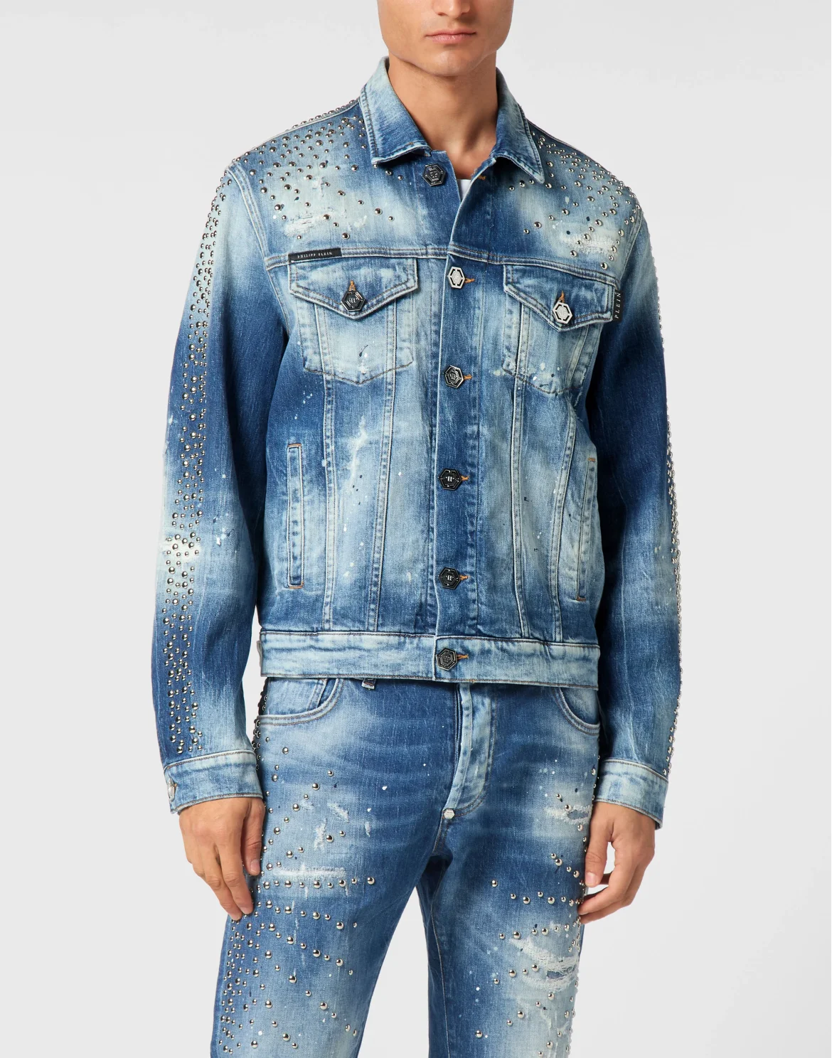 Denim Trucker Jacket LS Studs, цвет: Голубой