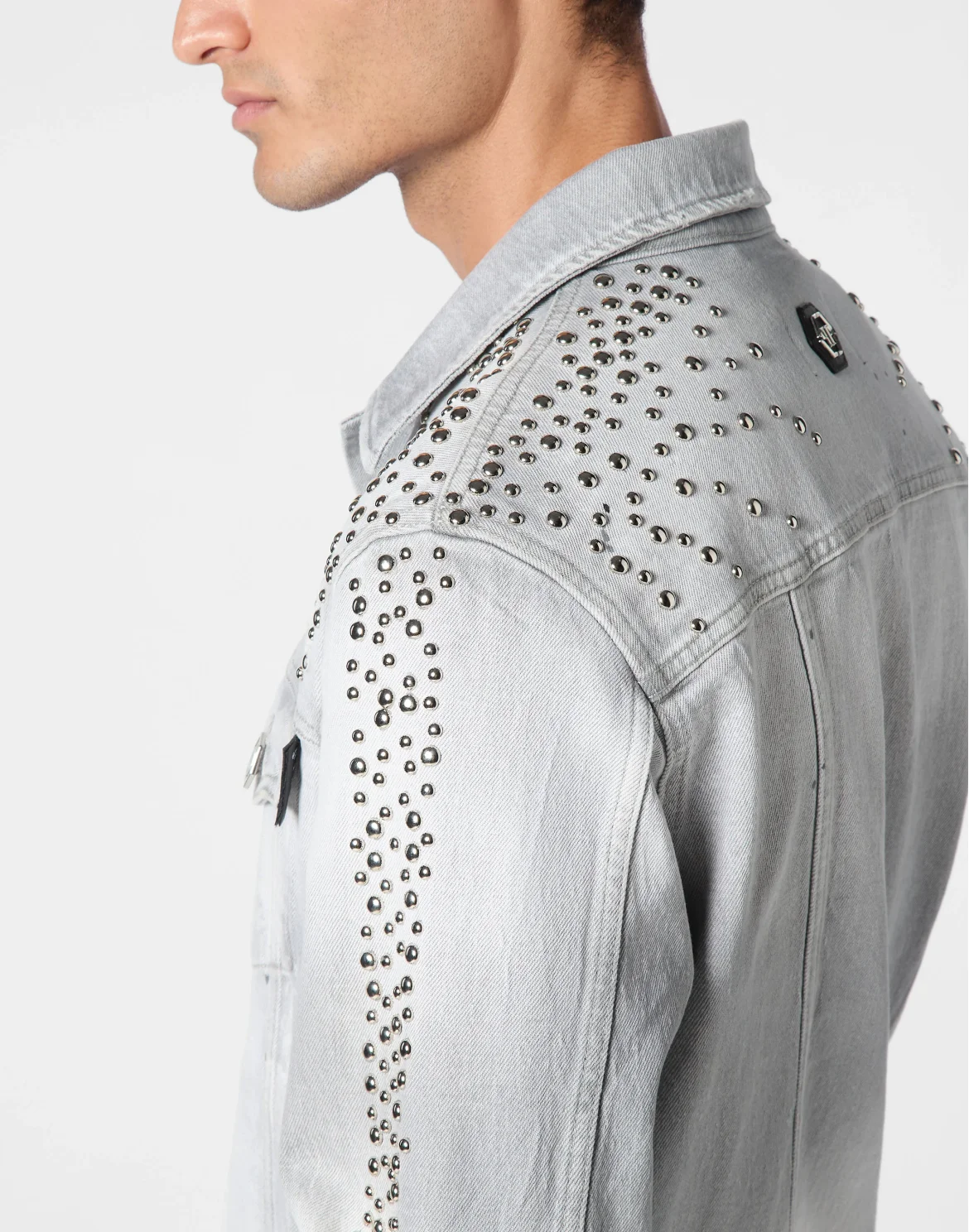 Denim Trucker Jacket LS Studs, цвет: Серый