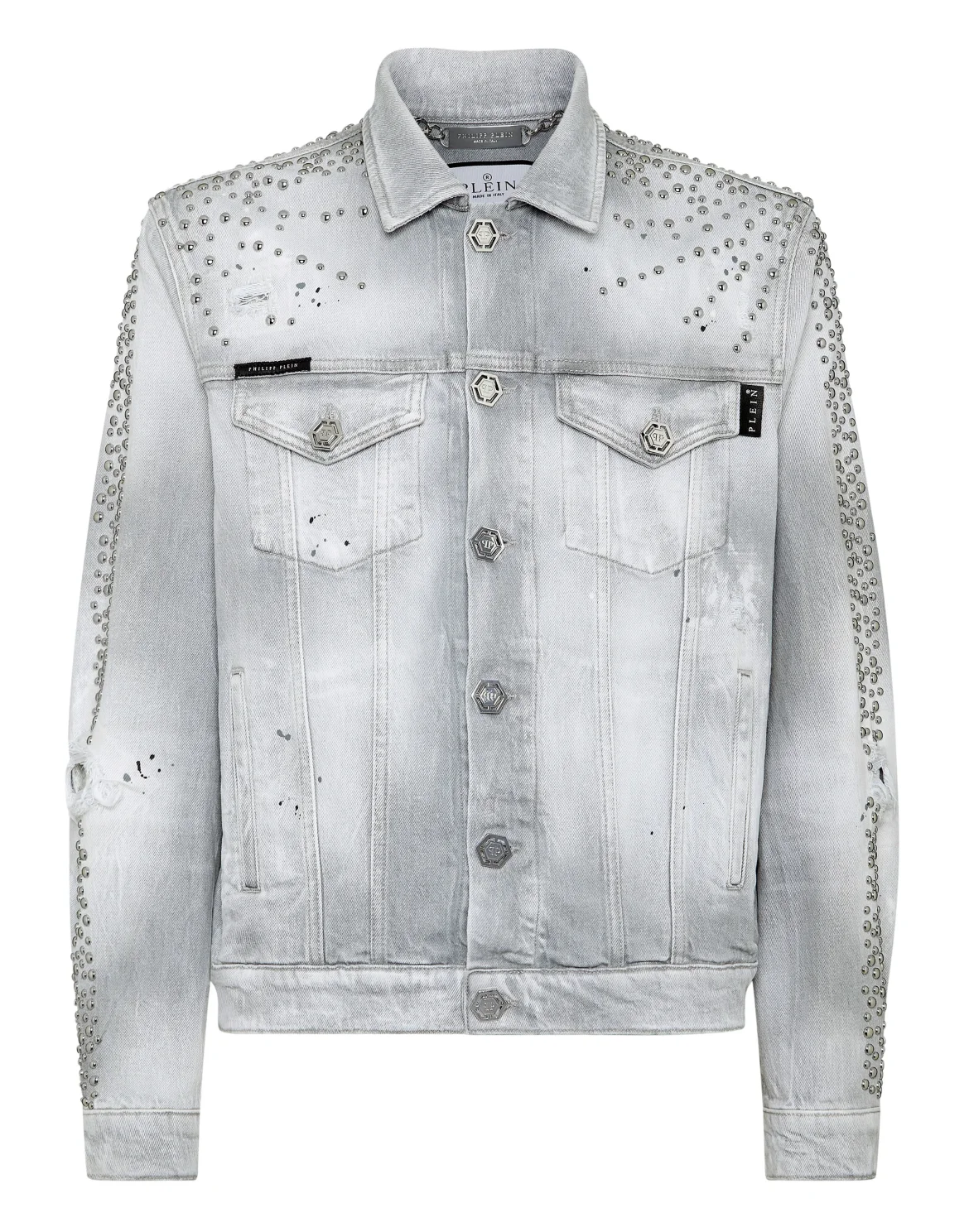 Denim Trucker Jacket LS Studs, цвет: Серый