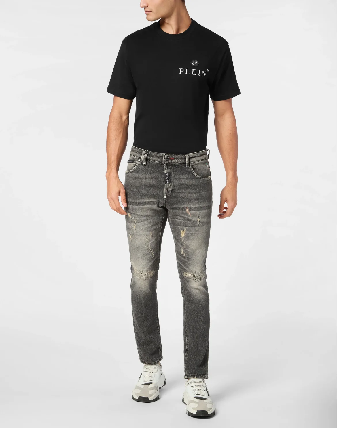 Denim Skinny Trousers, цвет: Серый
