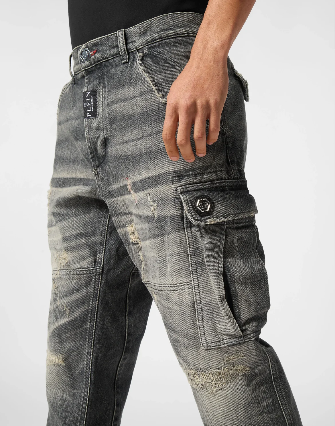 Denim Cargo Trousers, цвет: Серый