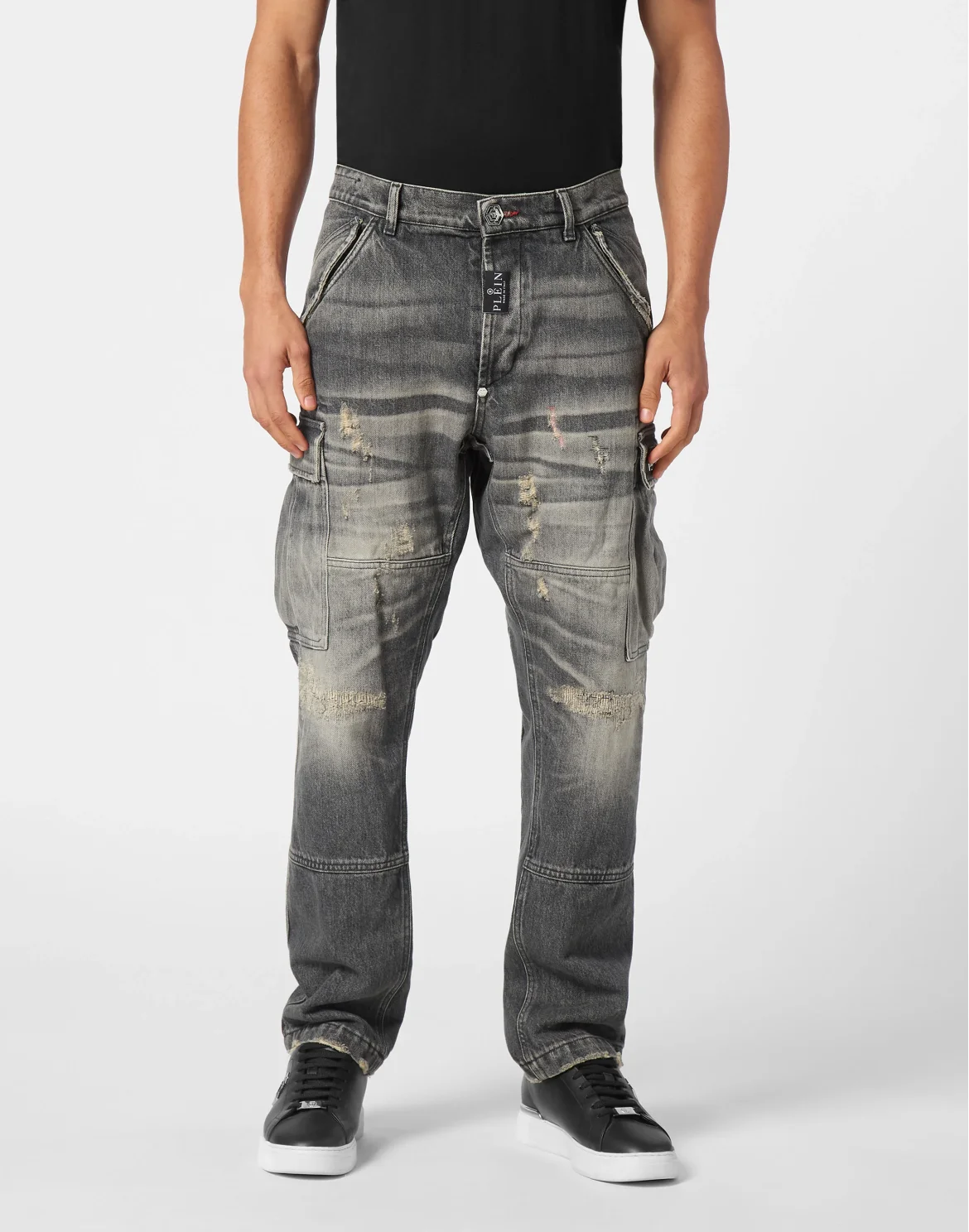 Denim Cargo Trousers, цвет: Серый