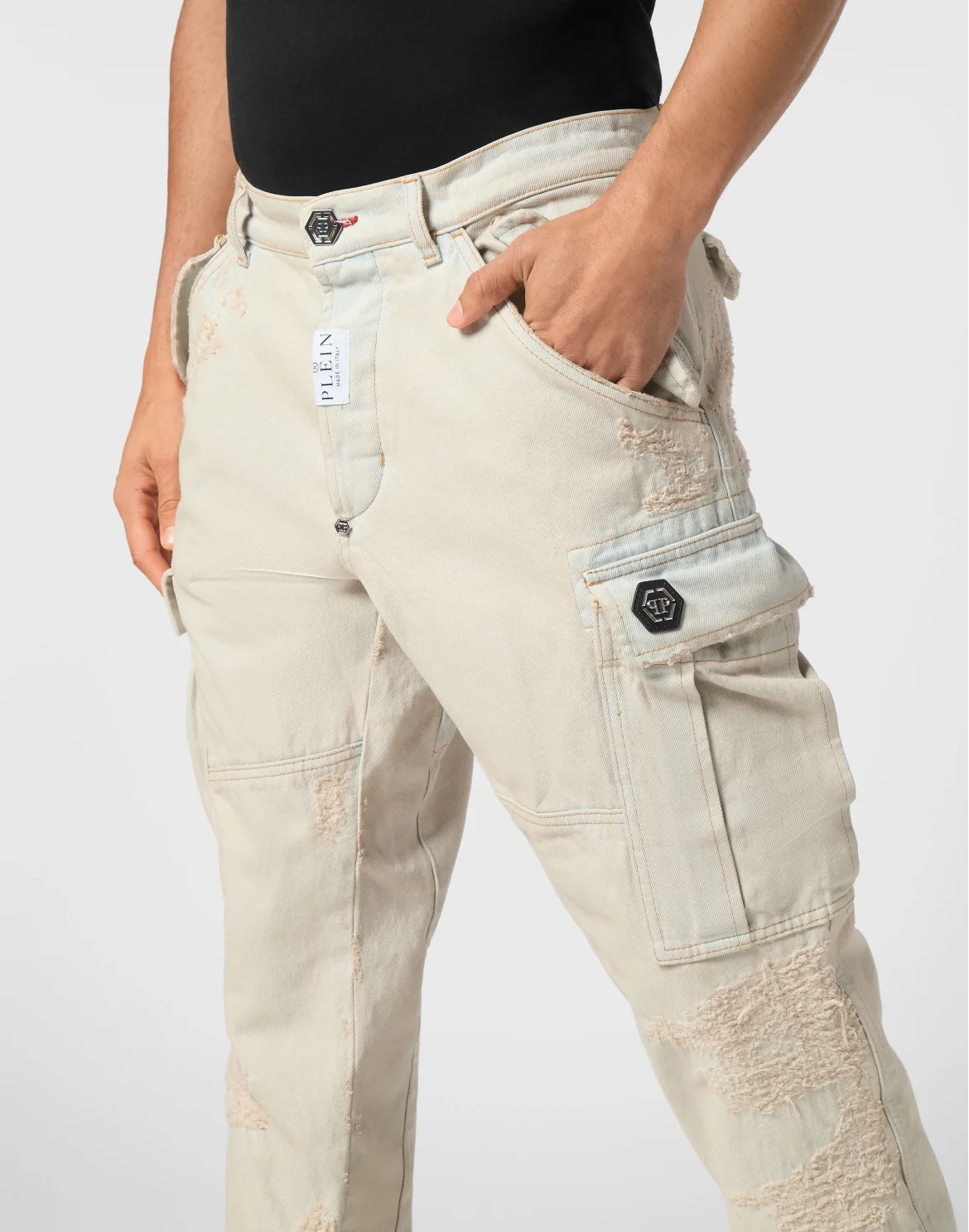 Denim Cargo Trousers, цвет: Бежевый