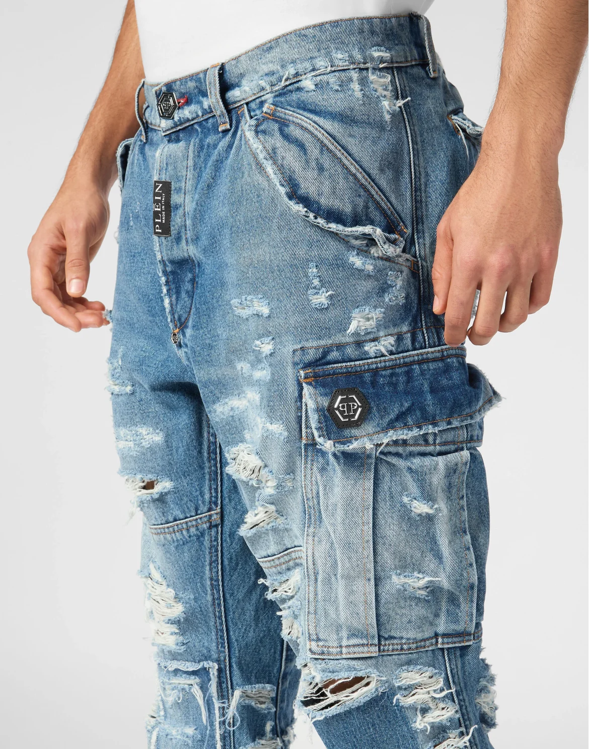 Denim Cargo Trousers, цвет: Синий