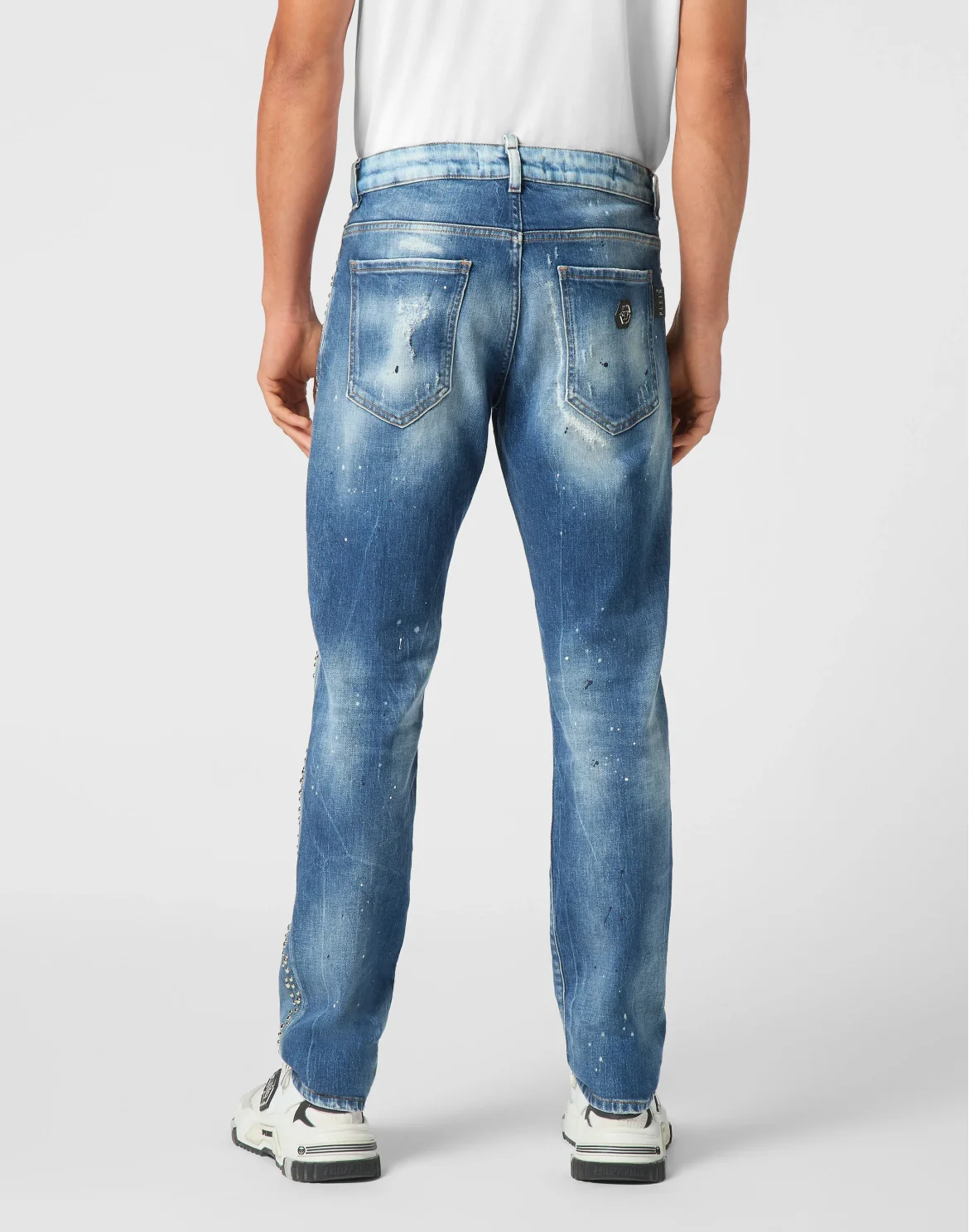 Denim Super Straight Cut Trousers Studs, цвет: Голубой