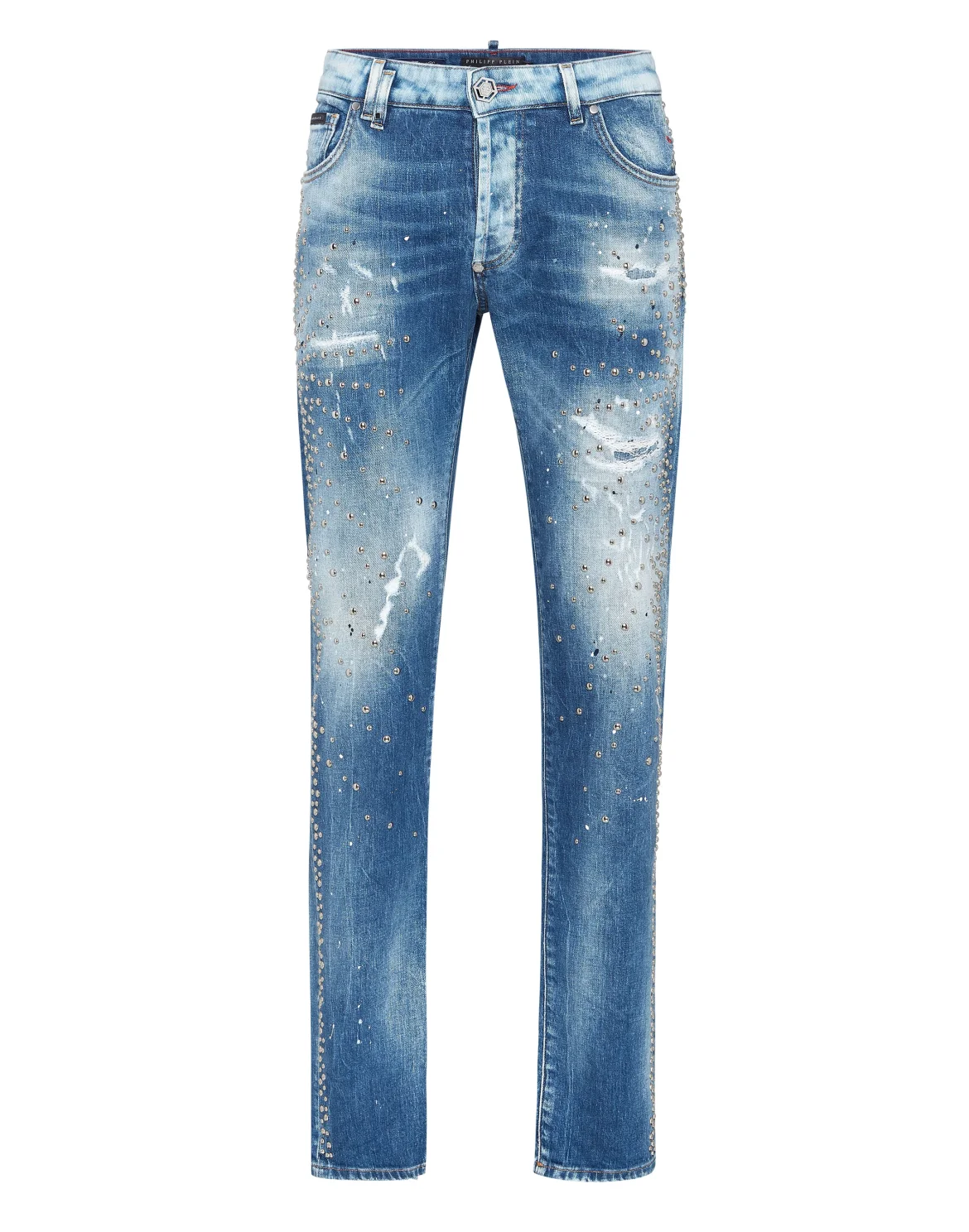 Denim Super Straight Cut Trousers Studs, цвет: Голубой