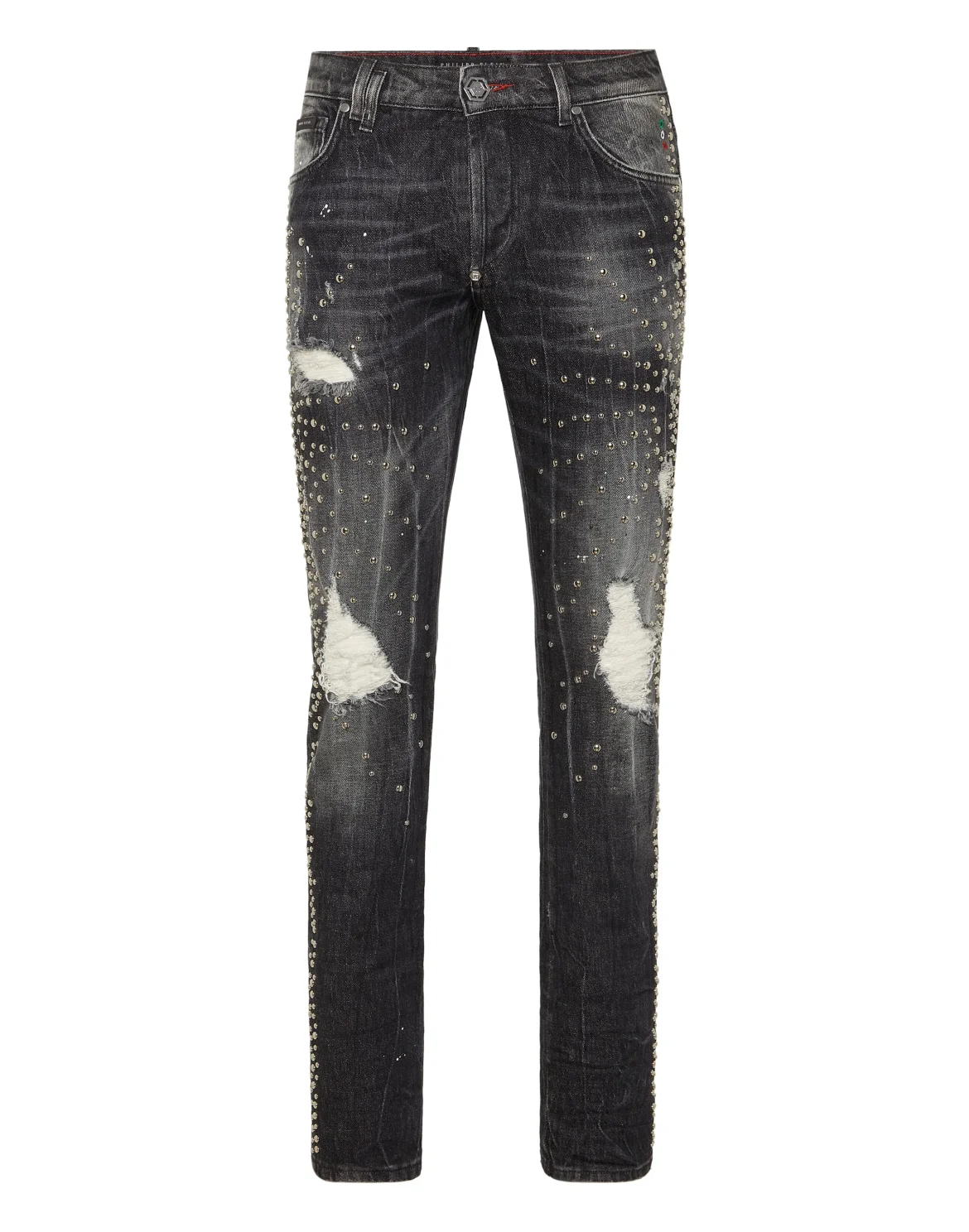 Denim Super Straight Cut Trousers Studs, цвет: Серый