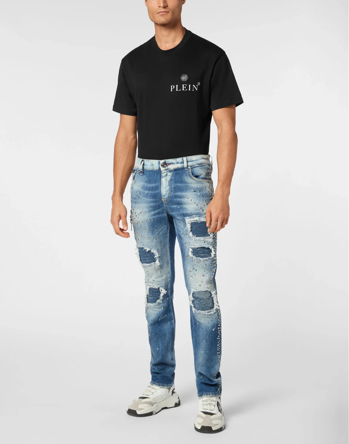 Denim Rock Star Fit Trousers Studs, цвет: Голубой