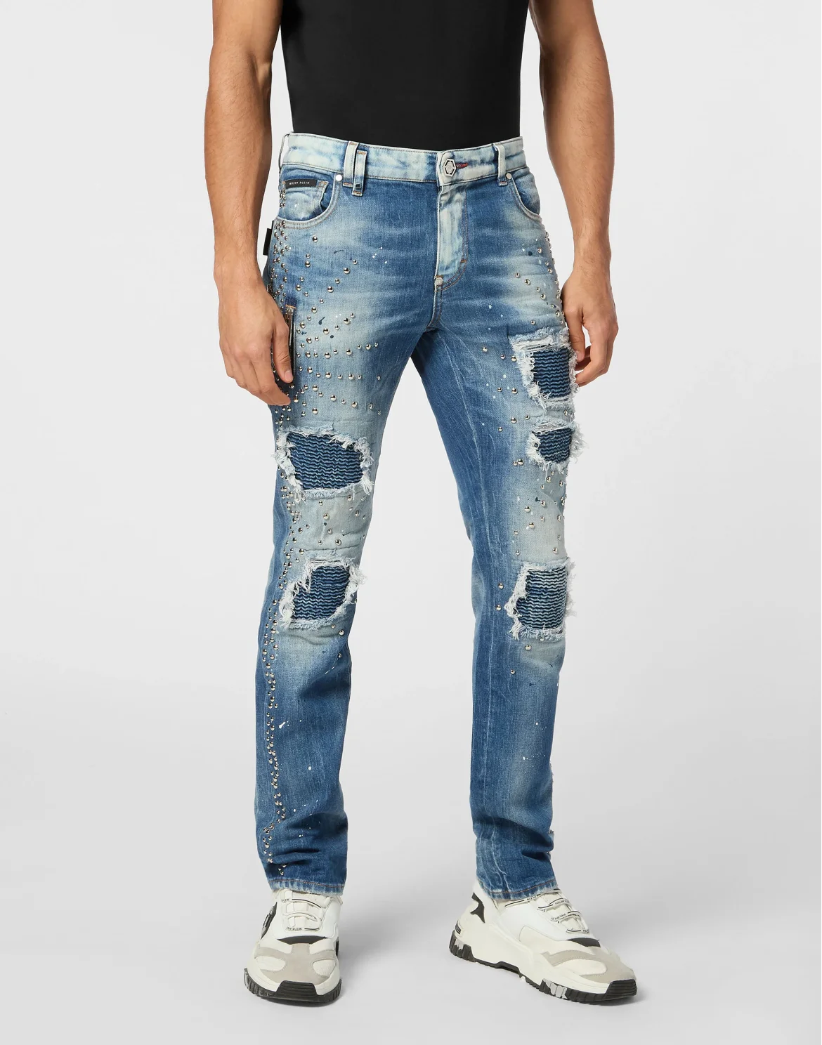 Denim Rock Star Fit Trousers Studs, цвет: Голубой