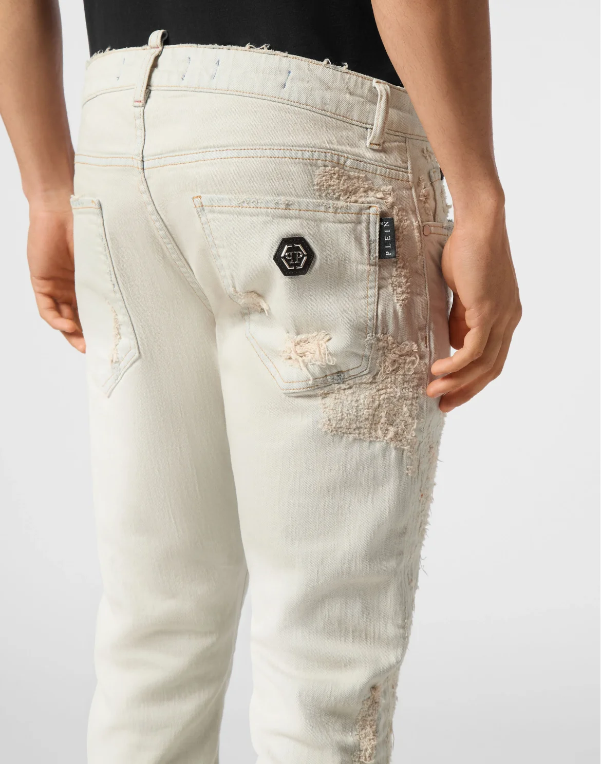 Denim Super Straight Cut Trousers, цвет: Бежевый