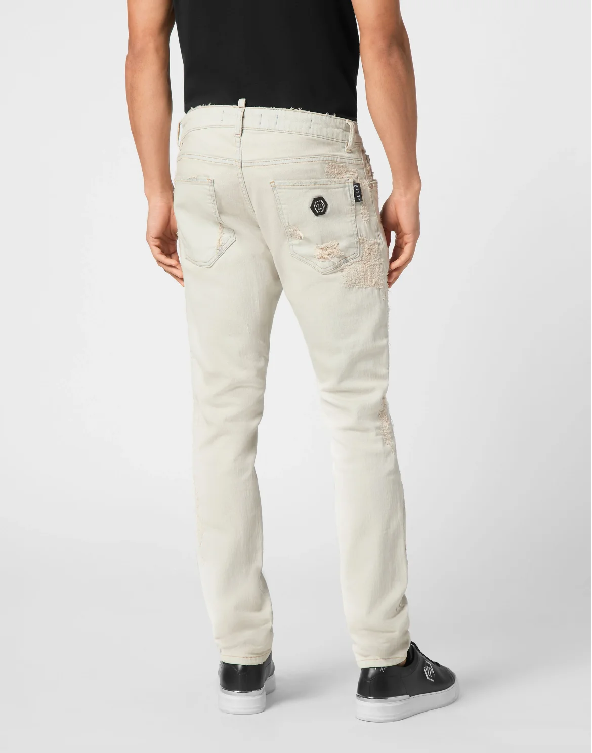 Denim Super Straight Cut Trousers, цвет: Бежевый