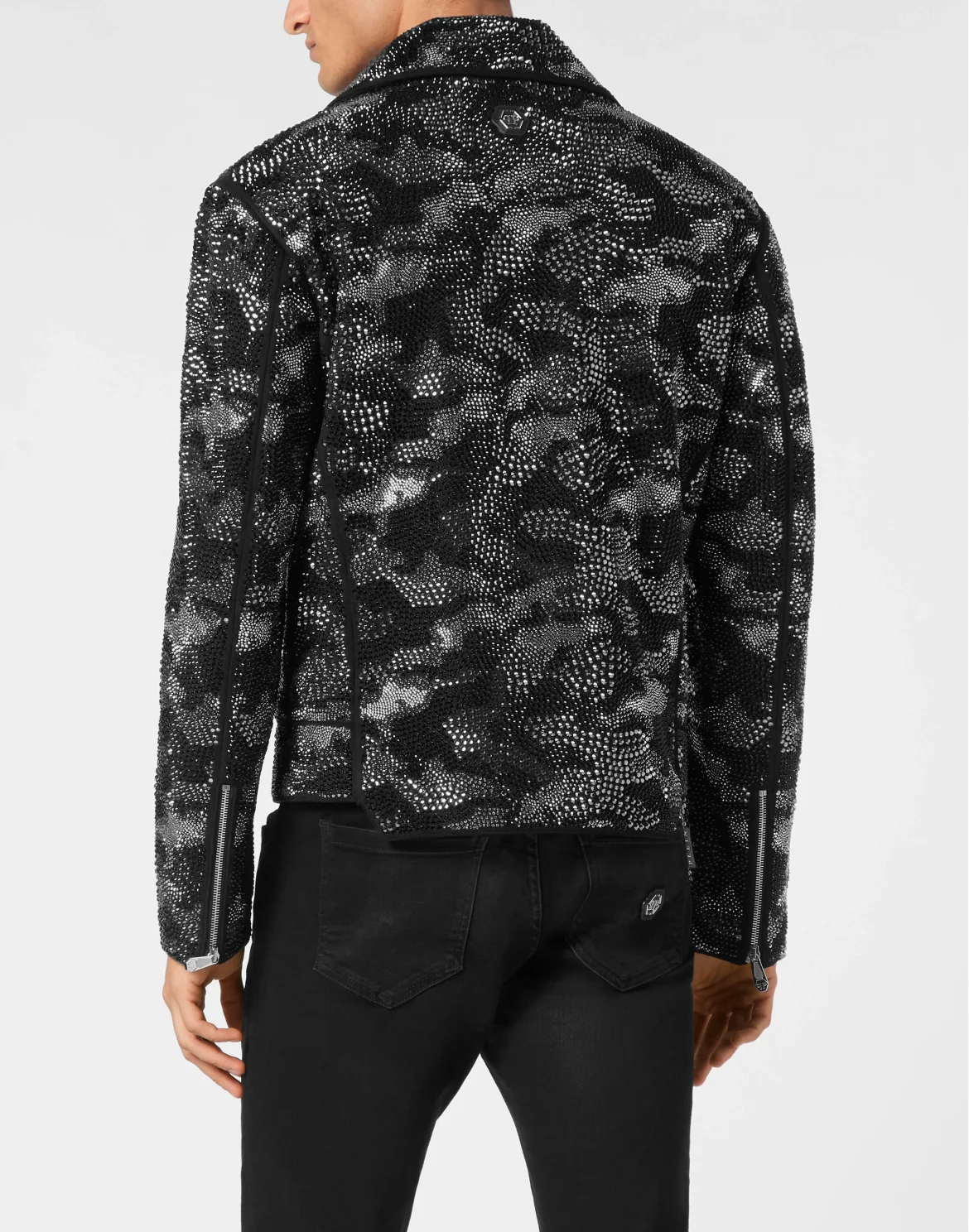 Strass Leather Biker Jacket Camouflage, цвет: Черный