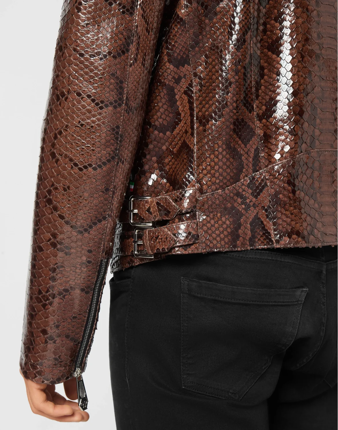 Python Leather Jacket, цвет: Коричневый