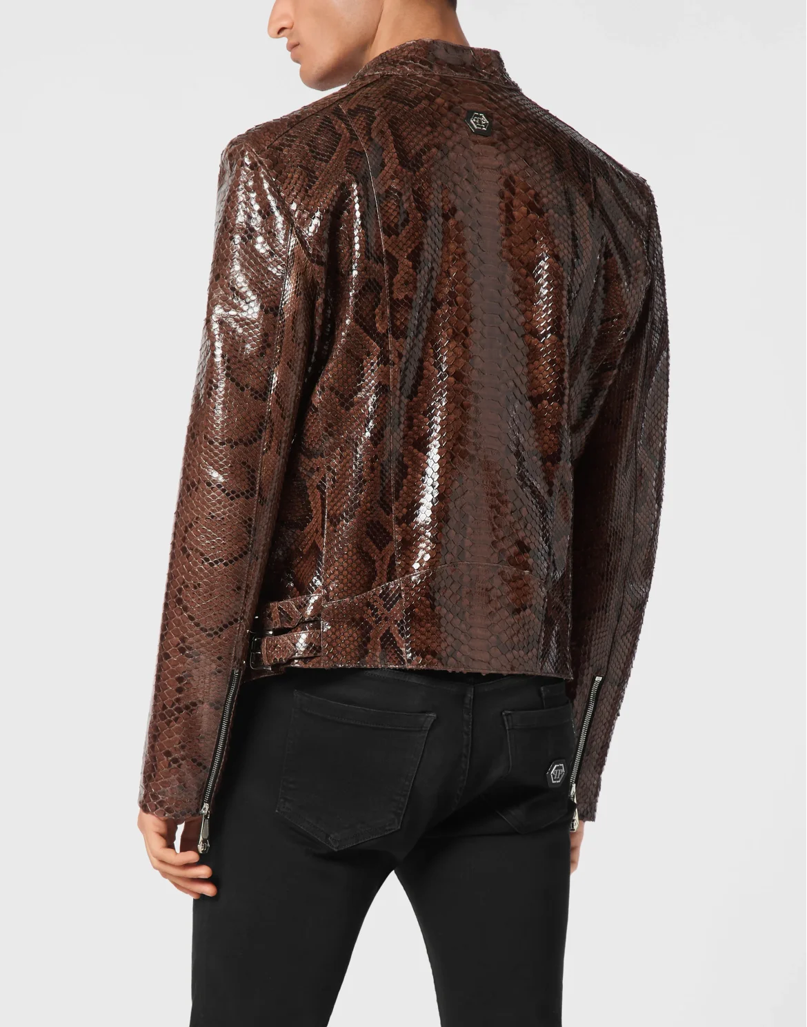 Python Leather Jacket, цвет: Коричневый