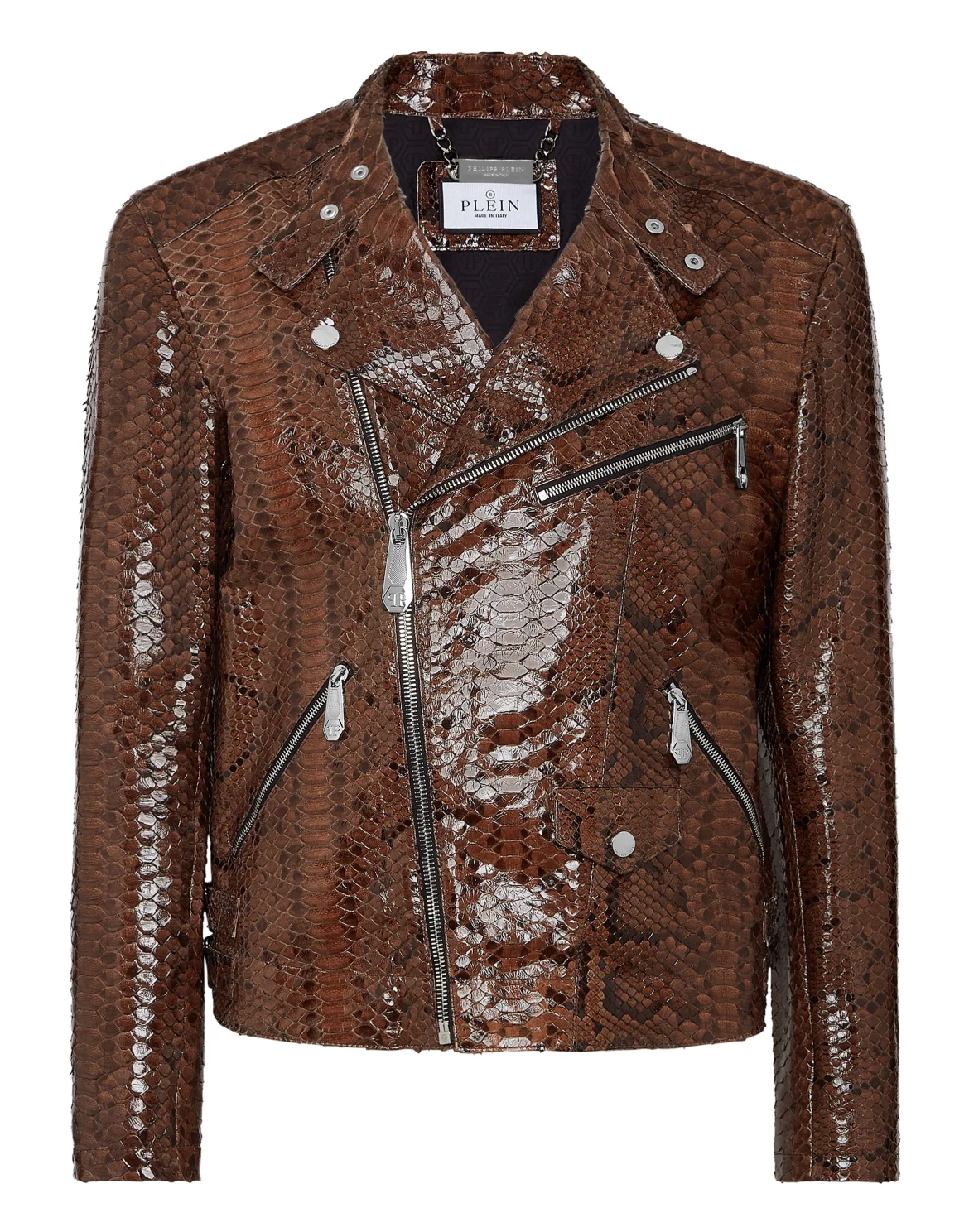 Python Leather Jacket, цвет: Коричневый
