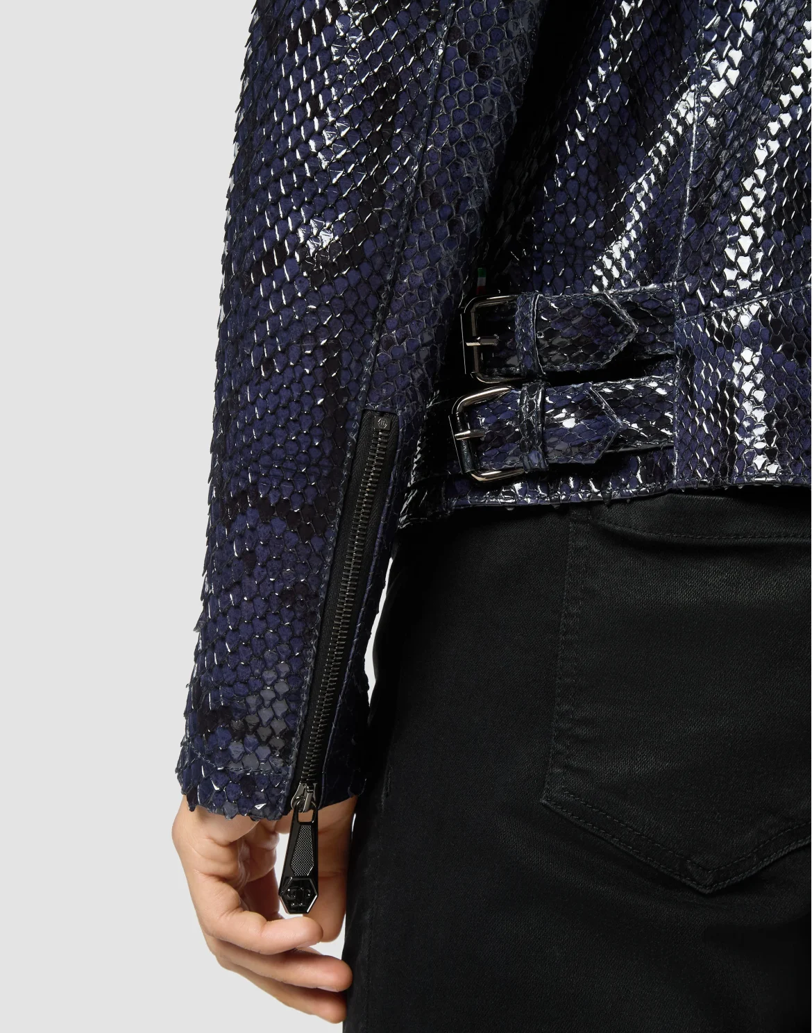 Python Leather Jacket, цвет: Синий