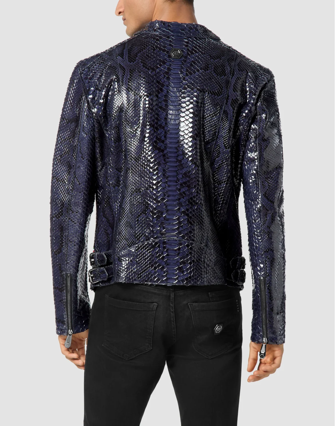 Python Leather Jacket, цвет: Синий