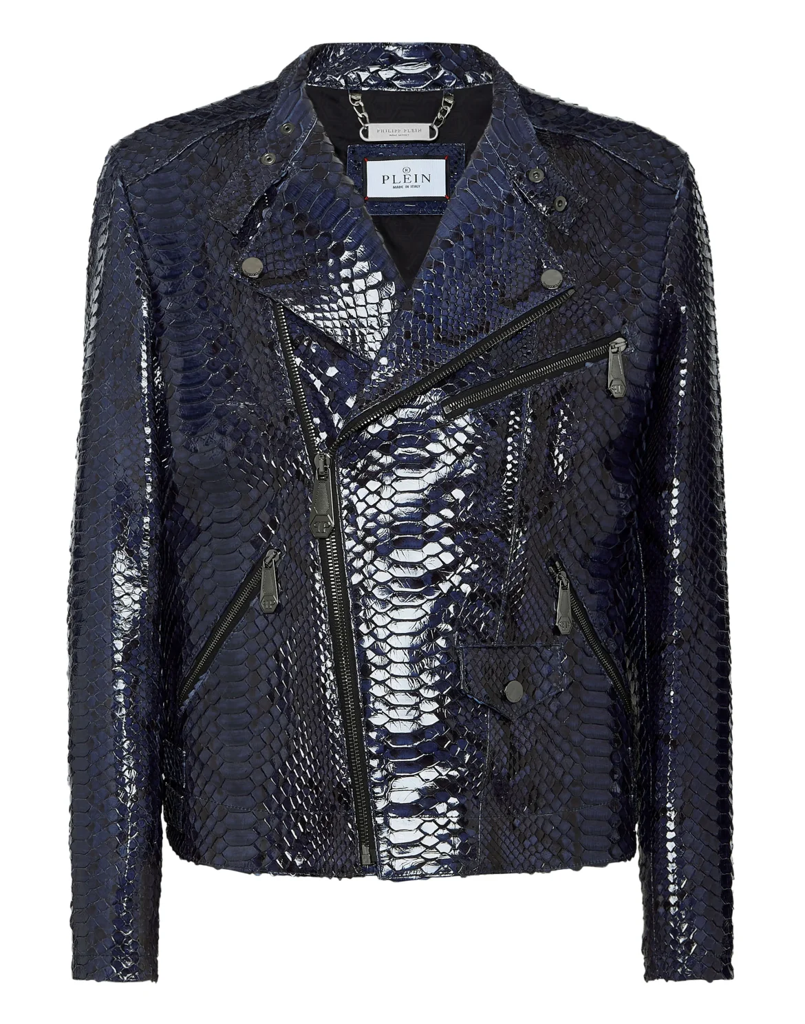 Python Leather Jacket, цвет: Синий