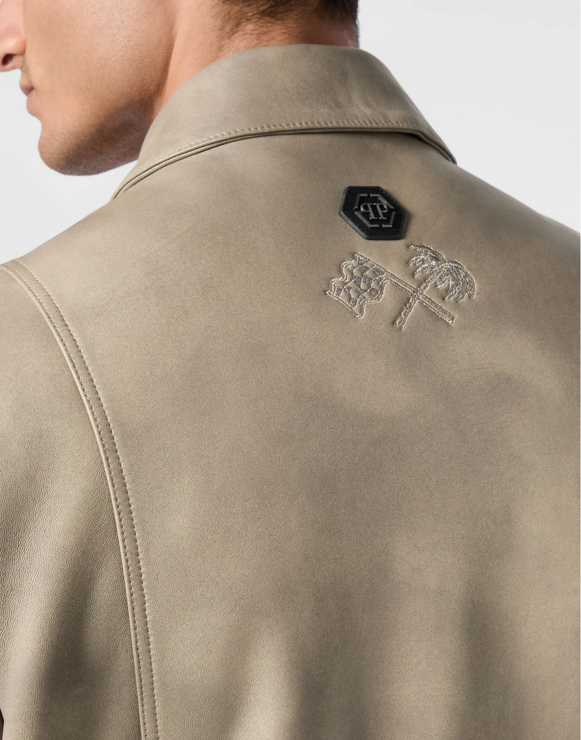 Leather Coster Bomber Jacket LS, цвет: Бежевый