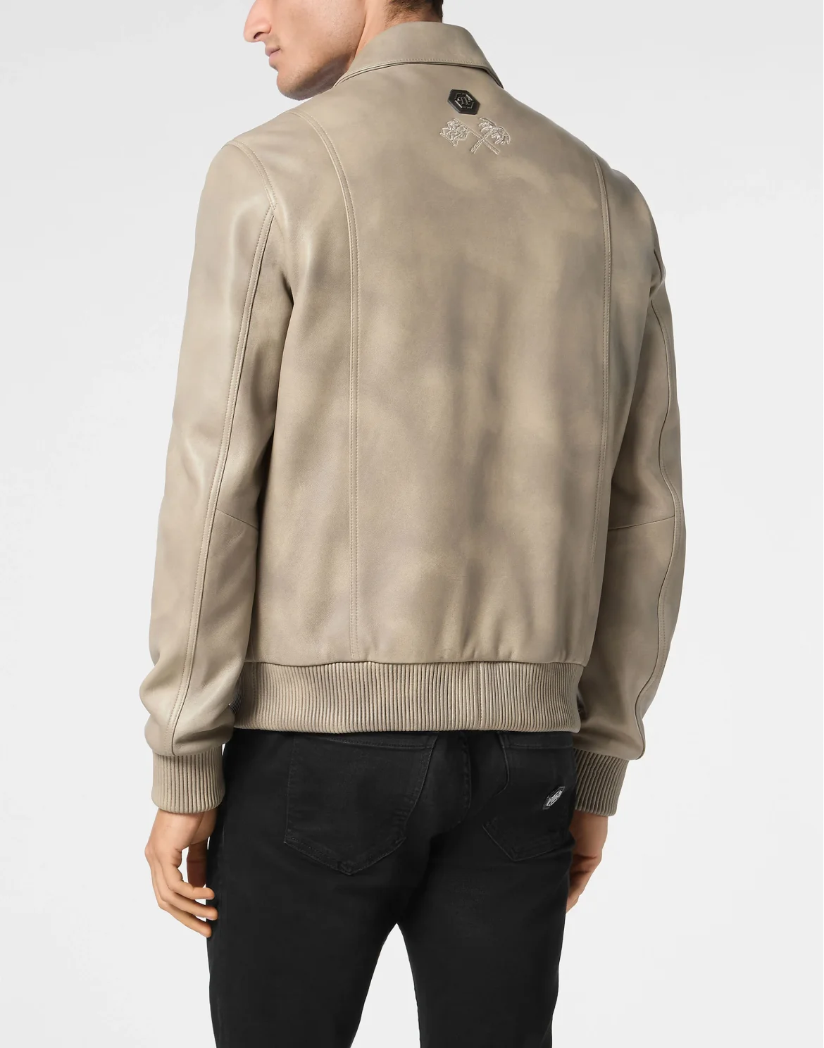 Leather Coster Bomber Jacket LS, цвет: Бежевый
