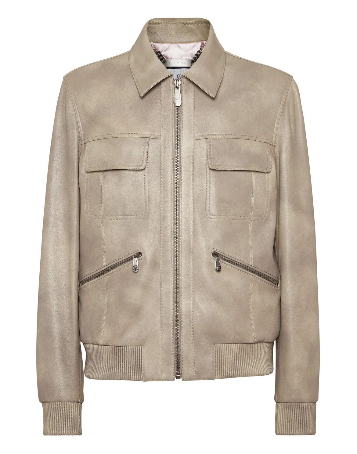 Leather Coster Bomber Jacket LS, цвет: Бежевый