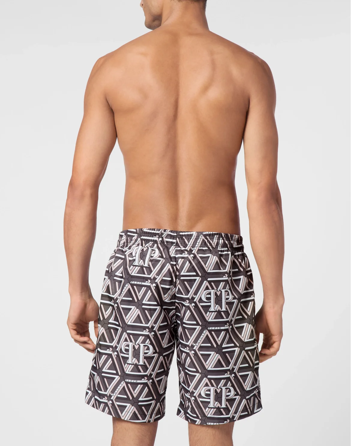 Jogging Printed Shorts with Hexagon Monogram, цвет: Черный