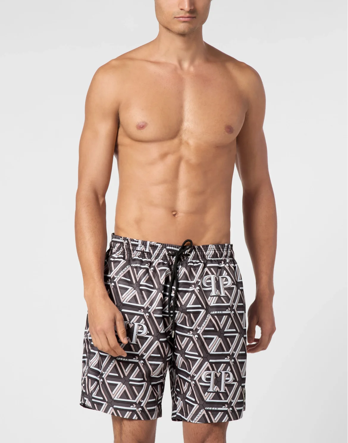 Jogging Printed Shorts with Hexagon Monogram, цвет: Черный