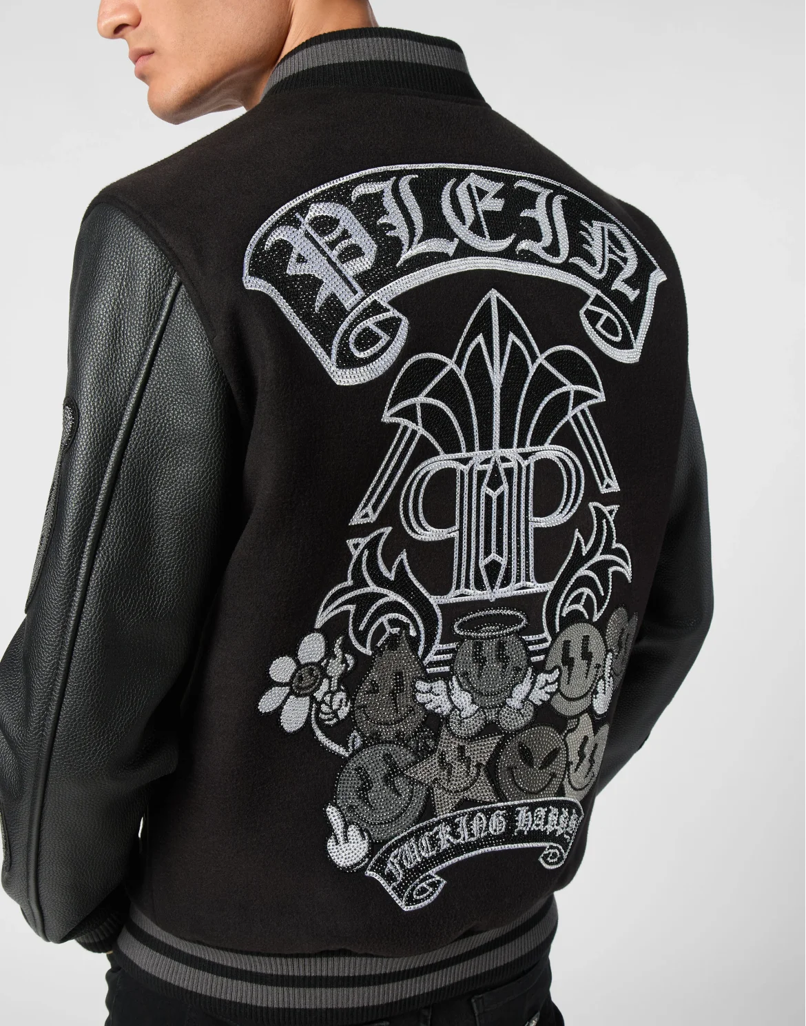 College Bomber LS Stones Gothic Plein, цвет: Черный