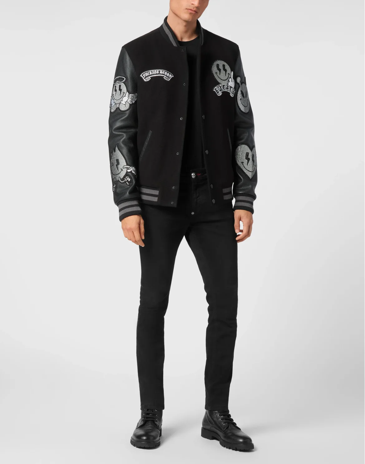 College Bomber LS Stones Gothic Plein, цвет: Черный