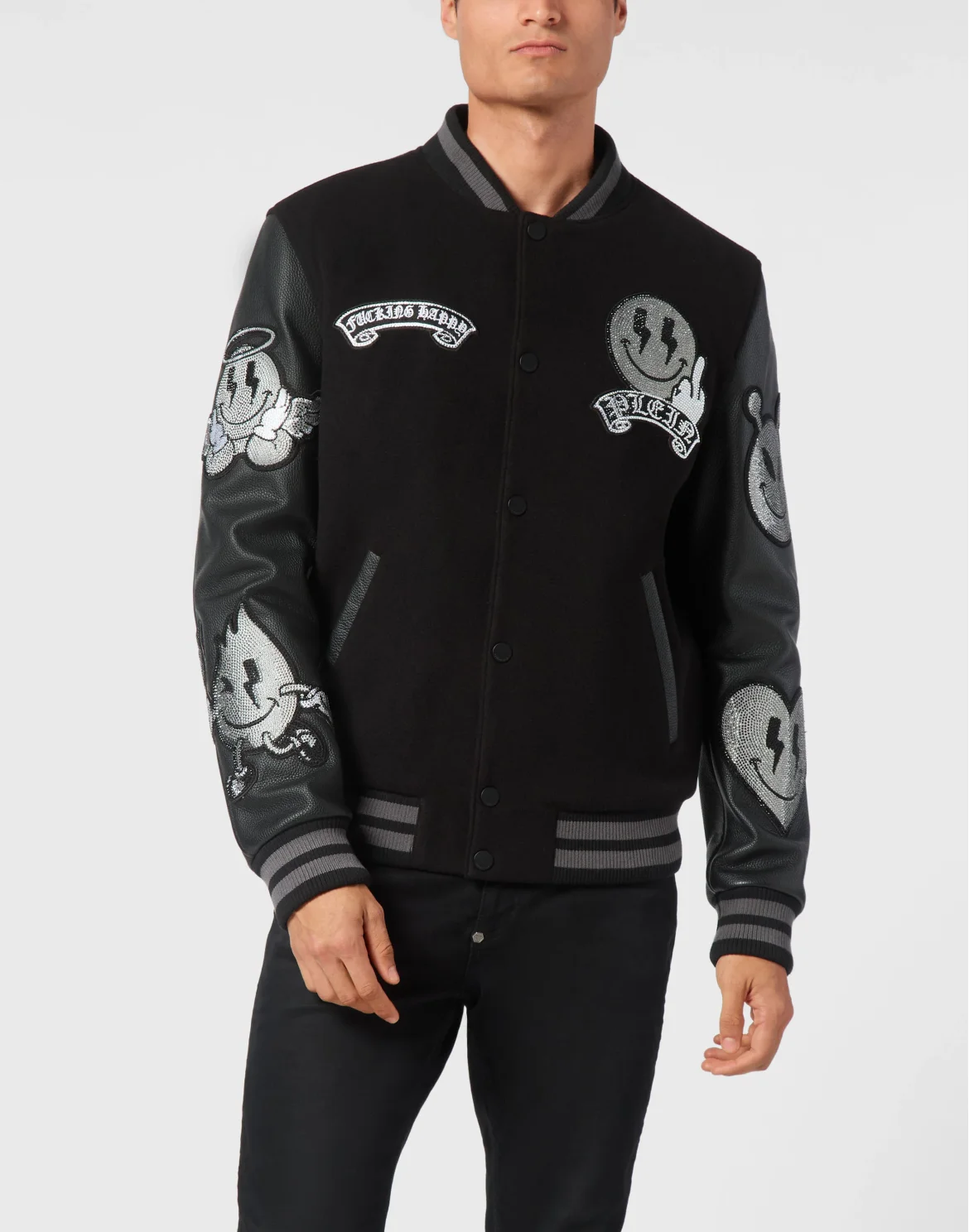 College Bomber LS Stones Gothic Plein, цвет: Черный