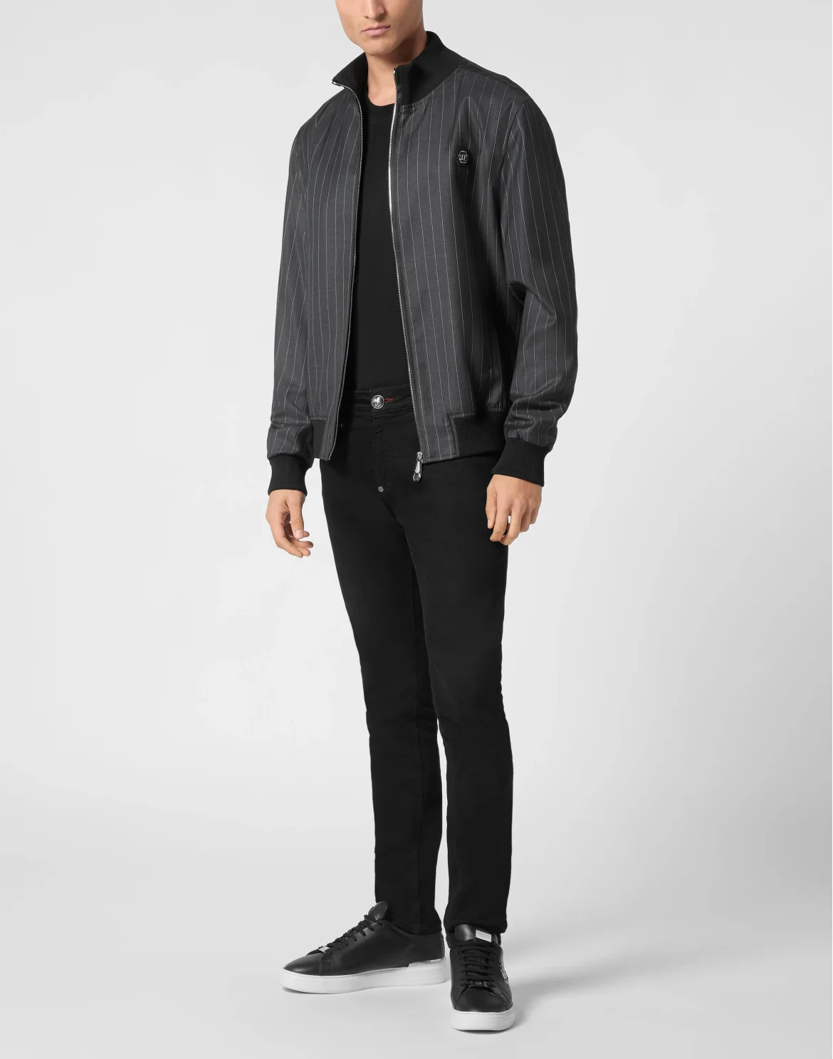 Wool Pinstripe Bomber LS, цвет: Серый
