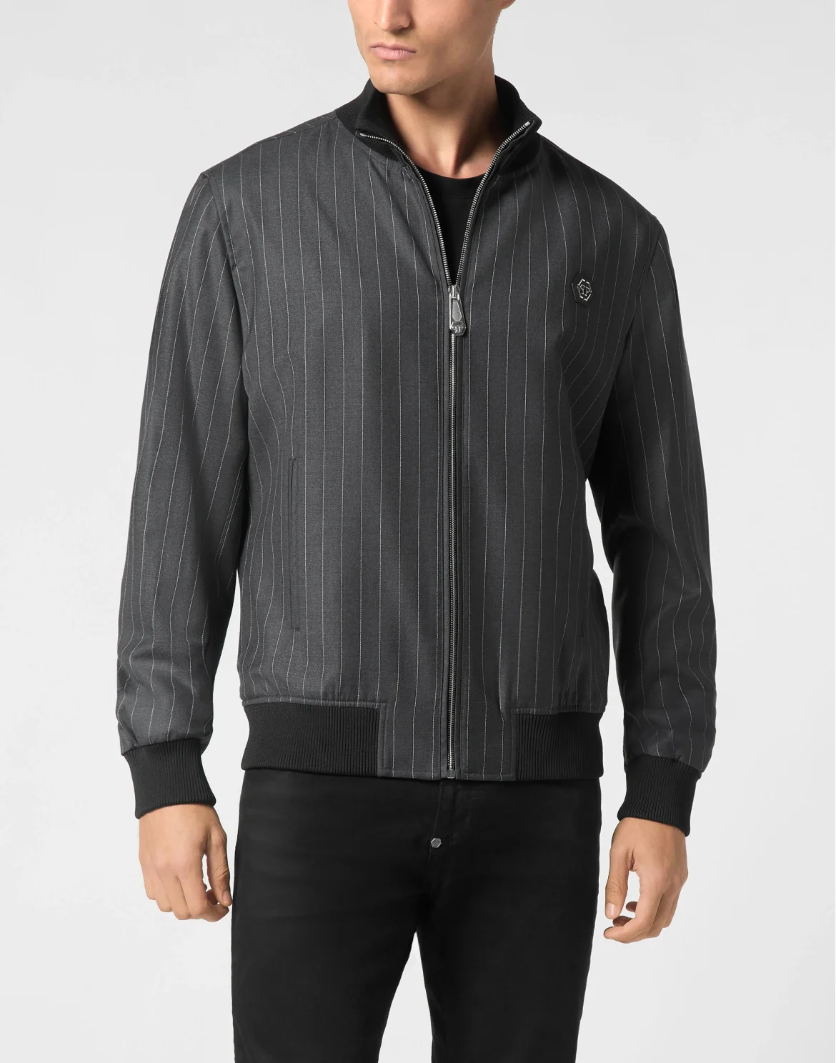 Wool Pinstripe Bomber LS, цвет: Серый