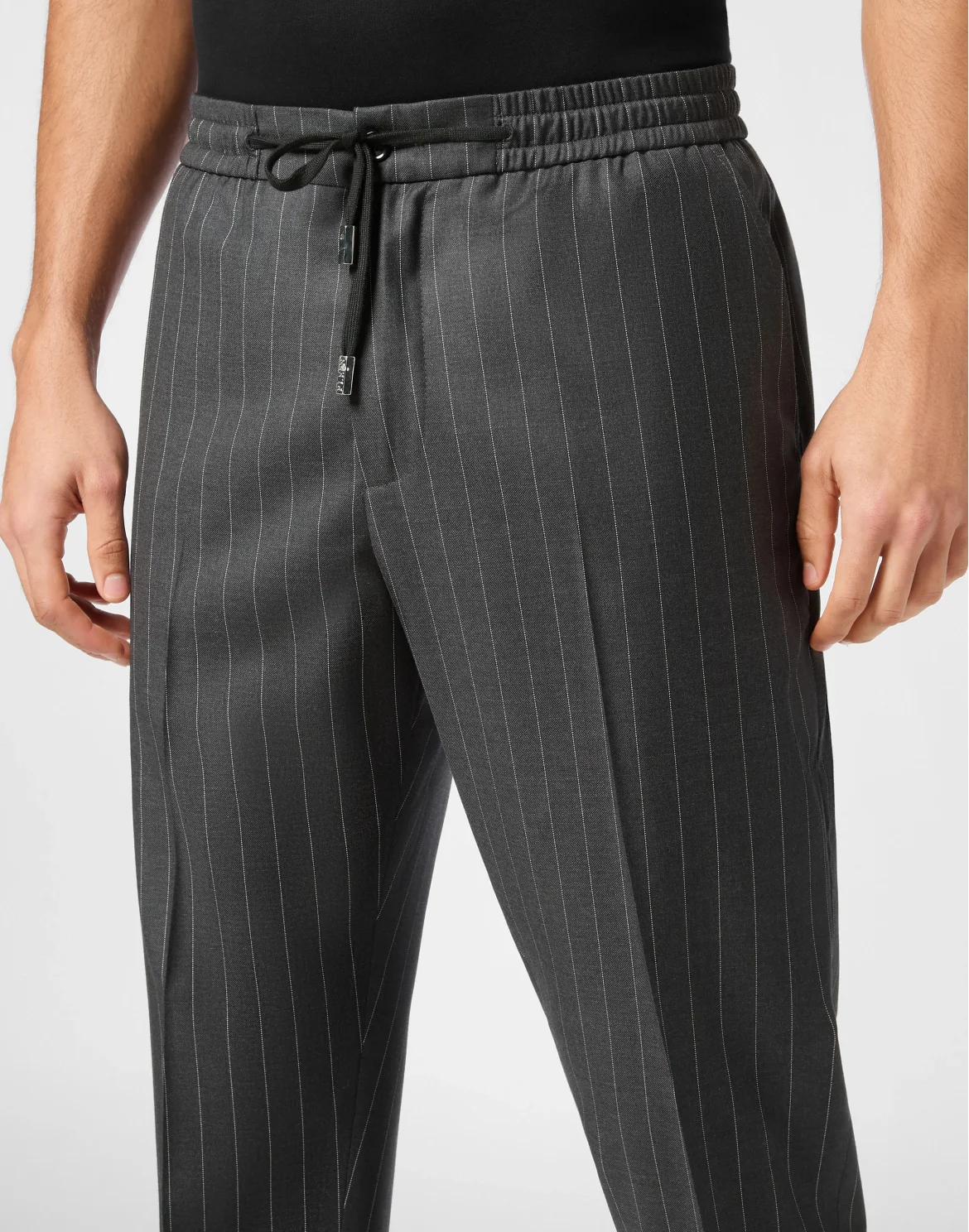 Wool Pinstripe Jogging Trousers, цвет: Серый