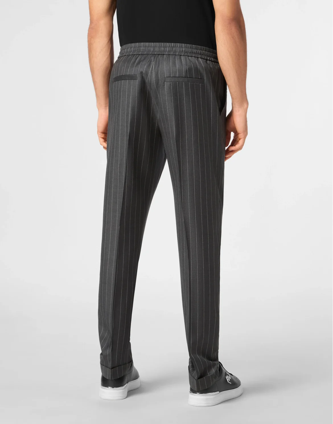 Wool Pinstripe Jogging Trousers, цвет: Серый