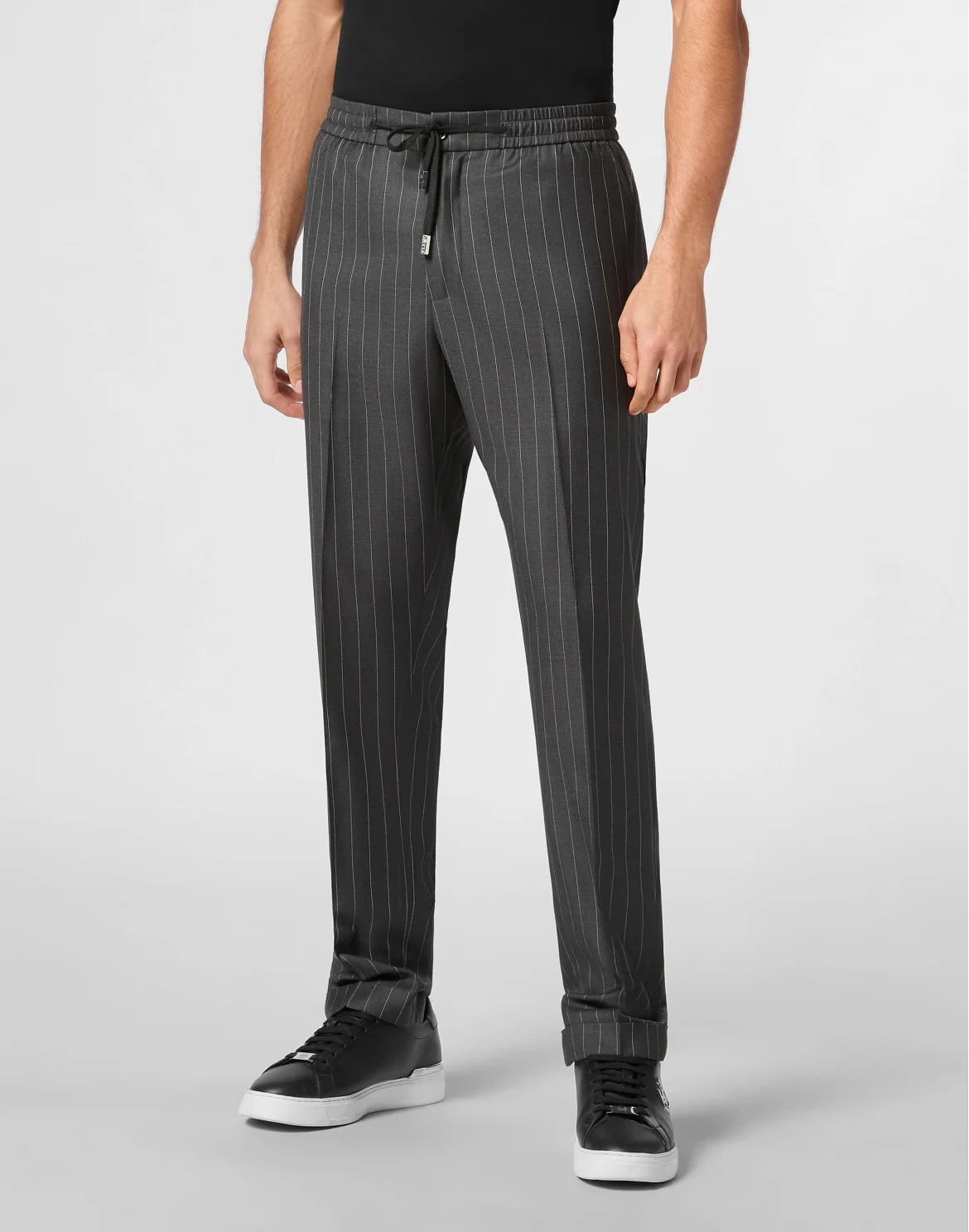 Wool Pinstripe Jogging Trousers, цвет: Серый