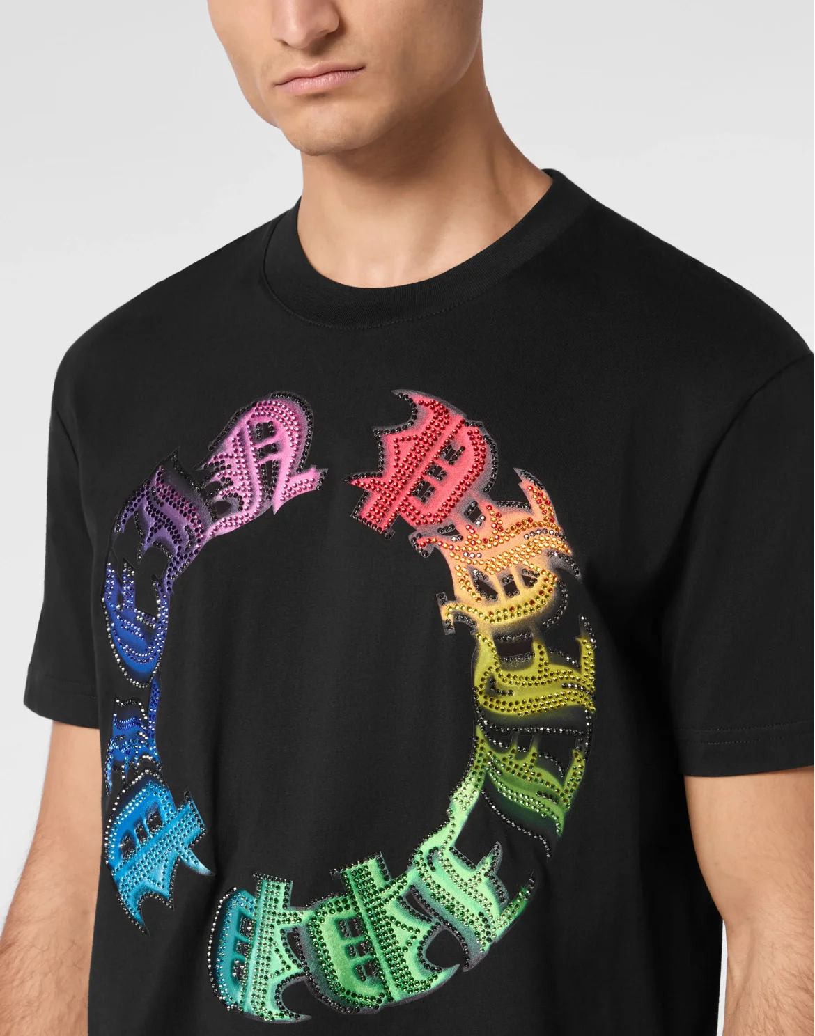 T-shirt Round Neck SS Stones Rainbow, цвет: Черный
