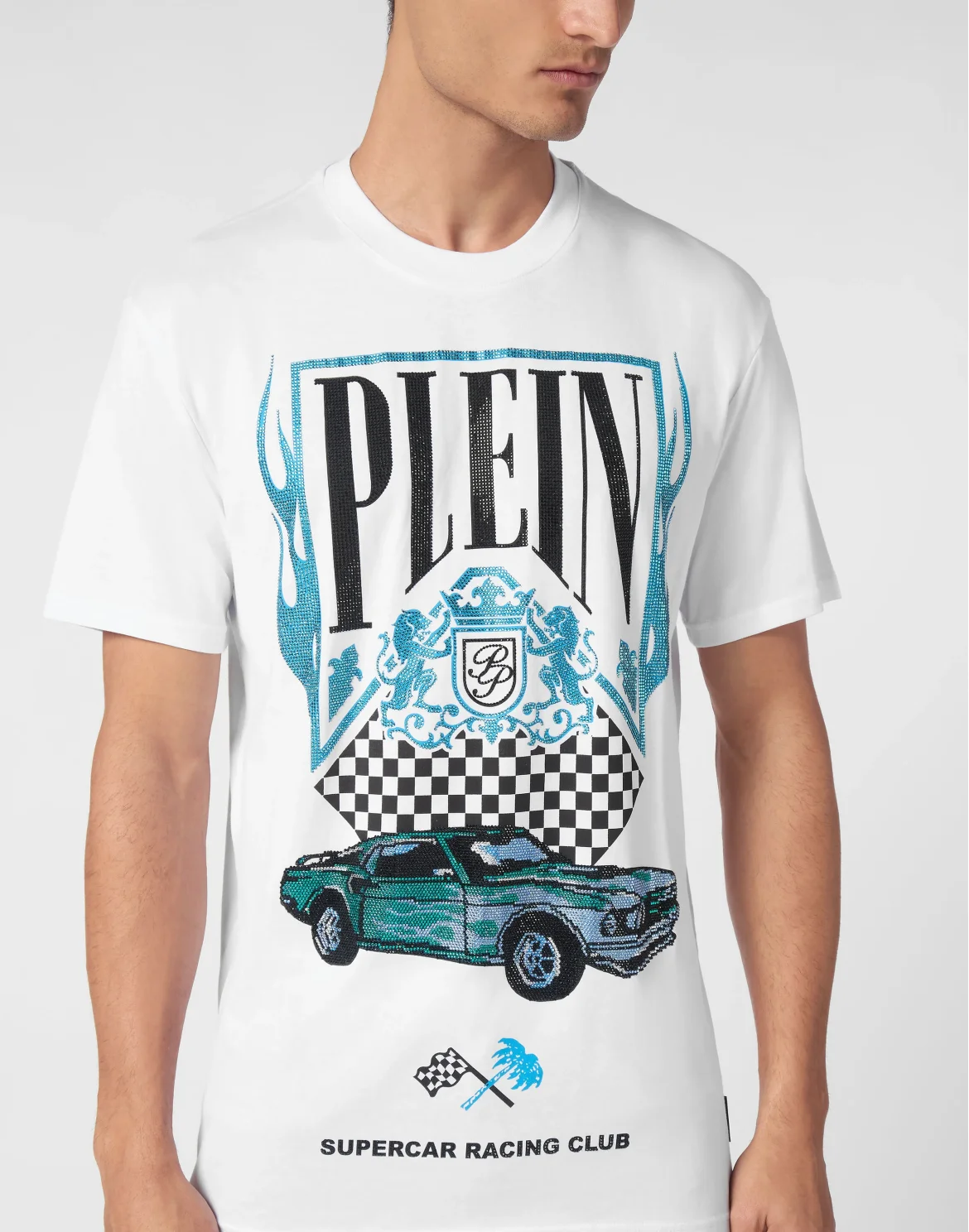 Jersey T-shirt Round Neck SS Strass Flame Racing, цвет: Белый