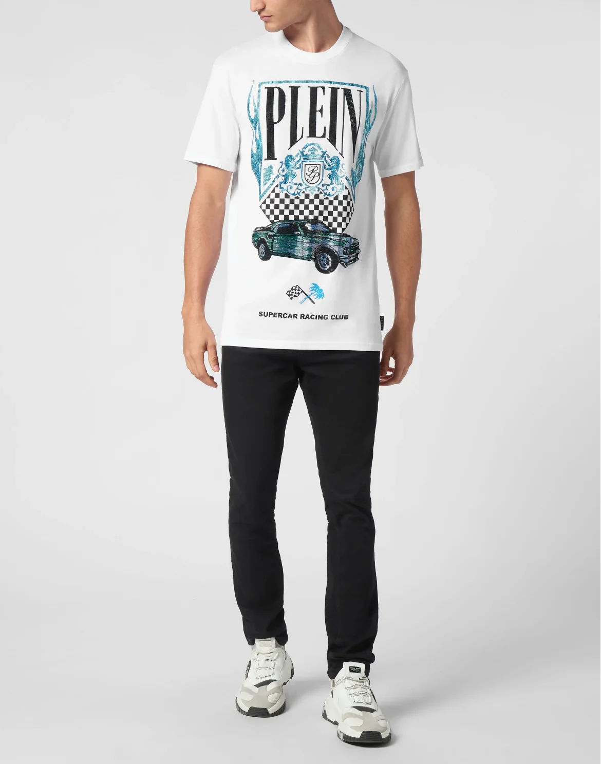 Jersey T-shirt Round Neck SS Strass Flame Racing, цвет: Белый