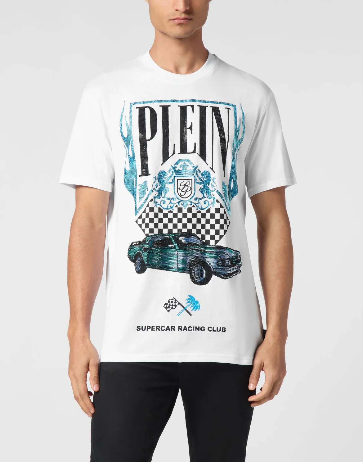 Jersey T-shirt Round Neck SS Strass Flame Racing, цвет: Белый