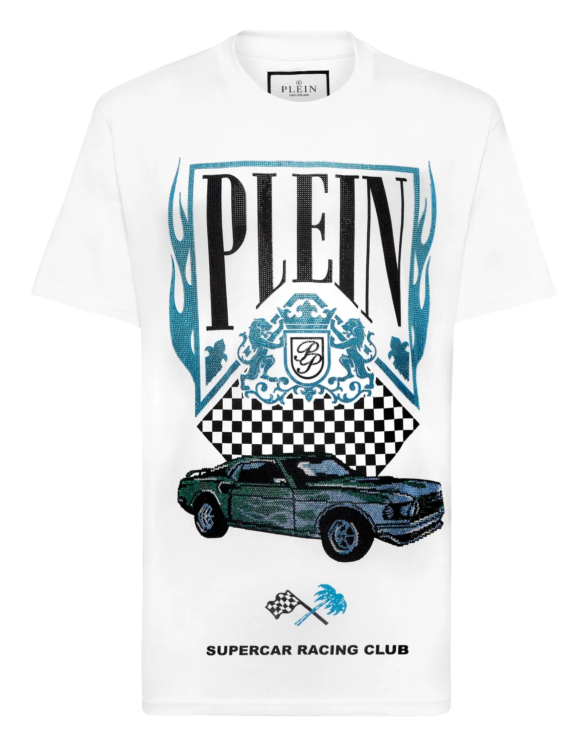 Jersey T-shirt Round Neck SS Strass Flame Racing, цвет: Белый