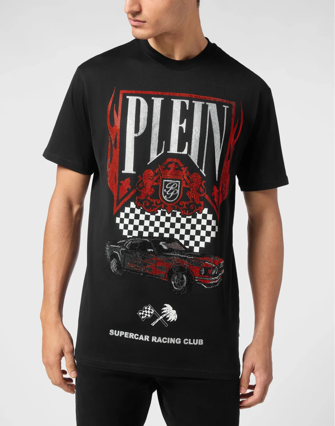 Jersey T-shirt Round Neck SS Strass Flame Racing, цвет: Черный